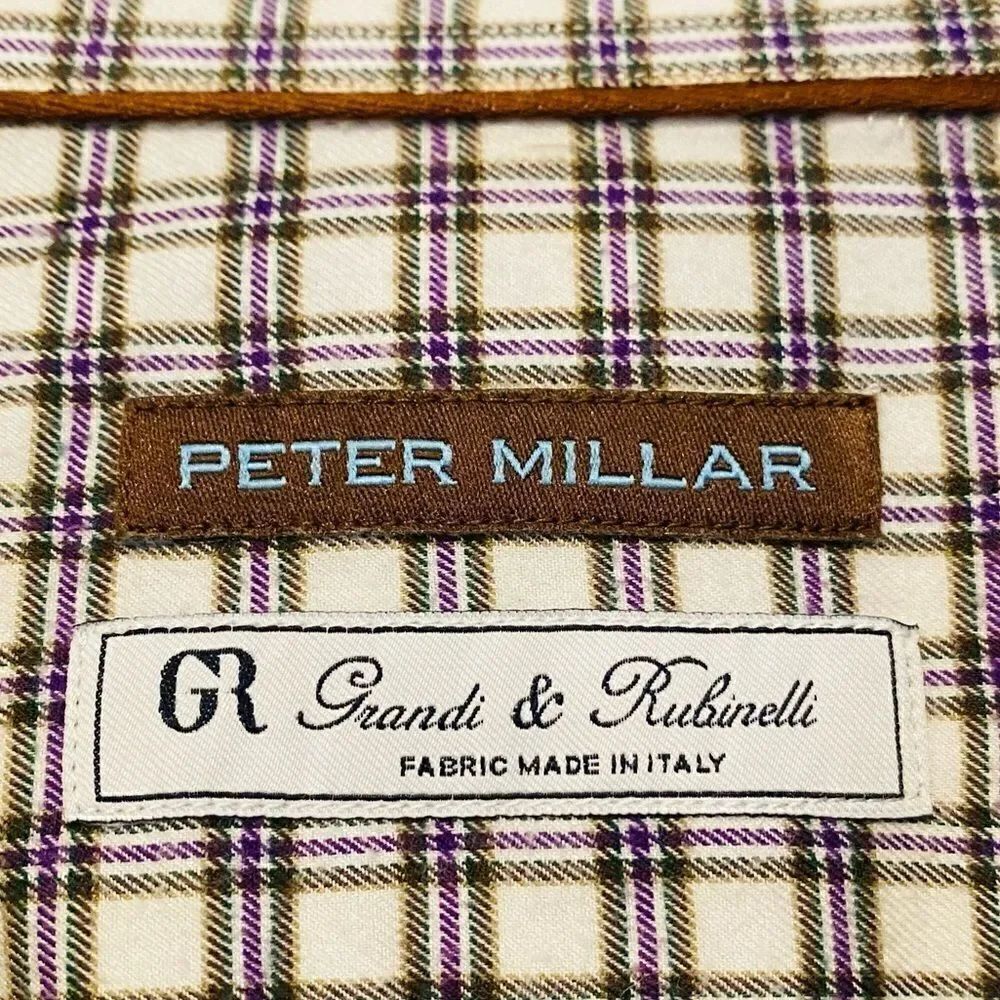 Peter Millar Button Front Plaid Shirt Size Large - Picture 5 of 5